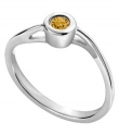 14K White Gold Bezel Twist Mother's Ring with Citrine