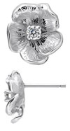 TruSilver Single Flower Birthstone Earrings with Cubic Zirconias