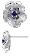 TruSilver Single Flower Birthstone Earrings with Alexandrite