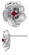 TruSilver Single Flower Birthstone Earrings with Ruby