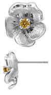TruSilver Single Flower Birthstone Earrings with Citrine