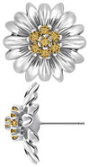 14K White Gold Large Flower Earrings with Citrine