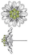 14K White Gold Large Flower Earrings with Peridot