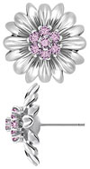 14K White Gold Large Flower Earrings with Pink Topaz