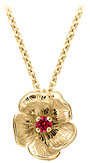 14K Yellow Gold Single Flower Birthstone Pendant with Ruby