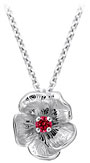 14K White Gold Single Flower Birthstone Pendant with Ruby