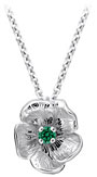 TruSilver Single Flower Birthstone Pendant with Chatham Emerald