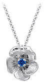 TruSilver Single Flower Birthstone Pendant with Chatham Sapphire
