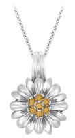 TruSilver Large Flower Pendant with Citrine