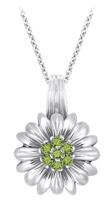 TruSilver Large Flower Pendant with Peridot