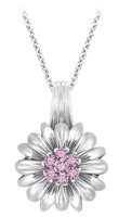 TruSilver Large Flower Pendant with Pink Topaz