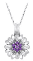14K White Gold Large Flower Pendant with Amethyst