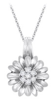 14K White Gold Large Flower Pendant with Cubic Zirconias