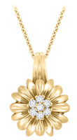 14K Yellow Gold Large Flower Pendant with Cubic Zirconias