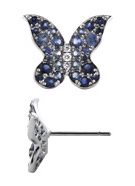 Platinum Sapphire & Diamond Butterfly Earrings with 62 stones (1.19 ct wt)