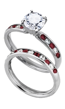 Fit Engagement Ring with Channel Set Diamond and Red Ruby Side Stones ...