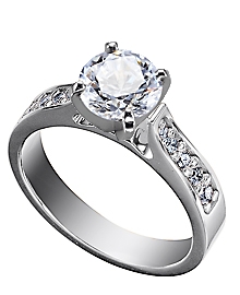 Platinum 4 mm Cathedral Style Engagement Ring with Ten Channel Set Diamond  Side Stones (.25 ct. tw.)
