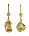 Medium 14K Yellow Gold Nugget Dangle Earrings with Leverbacks