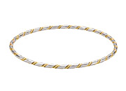 Sterling Silver and 14K Yellow Gold Bangle Bracelet with Twist Design
